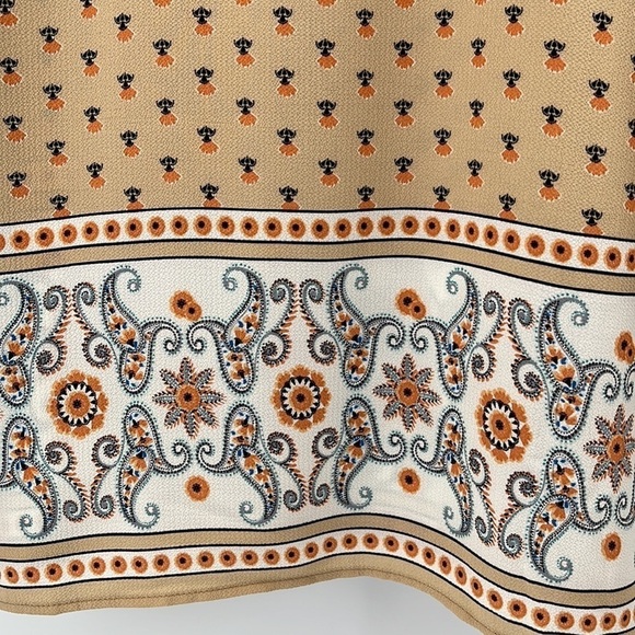 MOUSSY Tunic Blouse paisley Neutral Tan Print Top Large - Picture 4 of 7